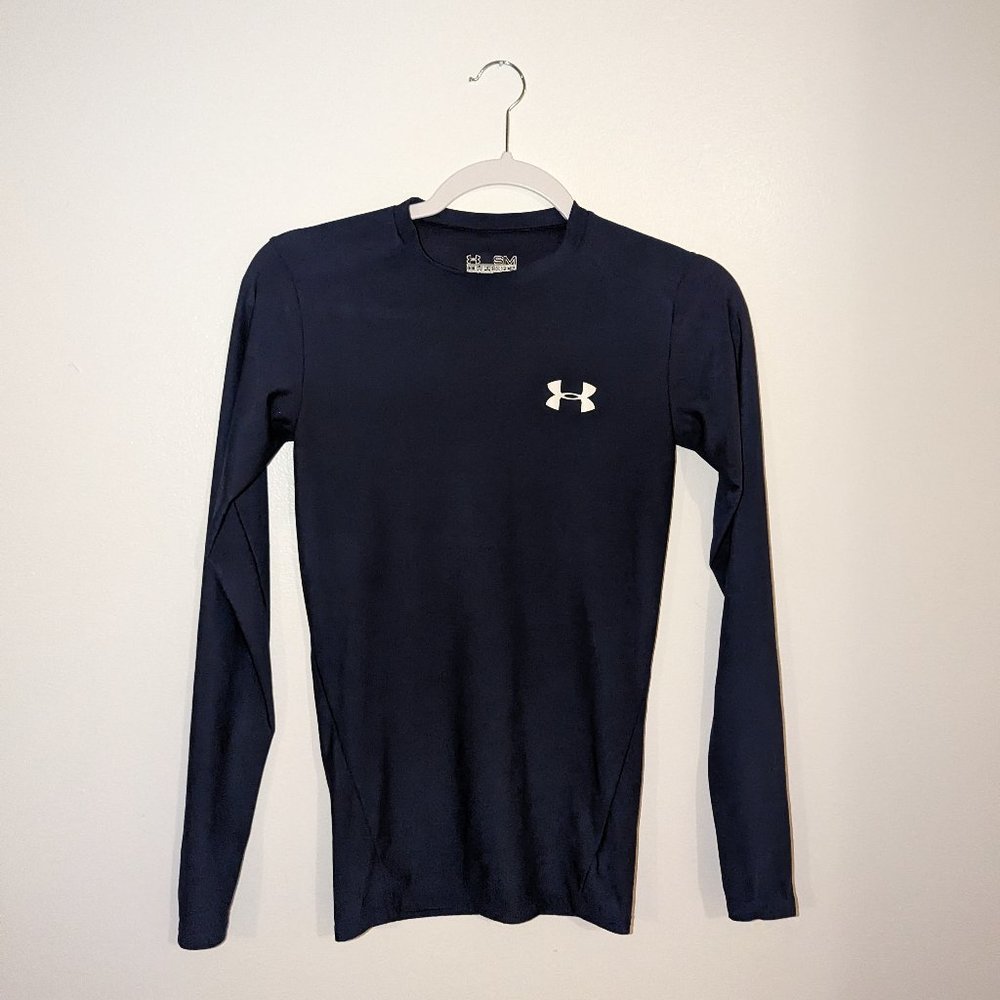 Navy Blue Under Armour Men's HeatGear Compression Long-Sleeve T-Shirt